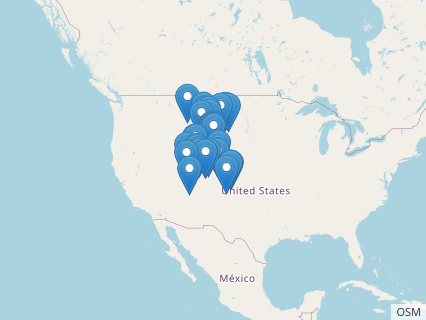 Locations where Apatosaurus fossils were found.