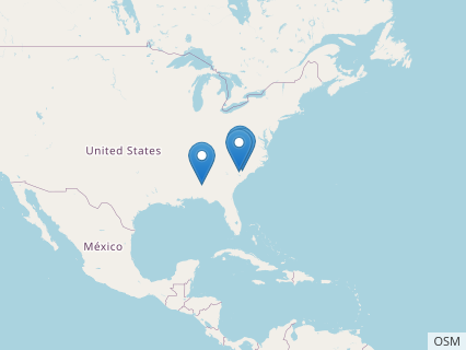 Locations where Appalachiosaurus fossils were found.