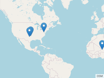 Locations where Astrodon fossils were found.