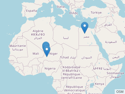 Locations where Bahariasaurus fossils were found.