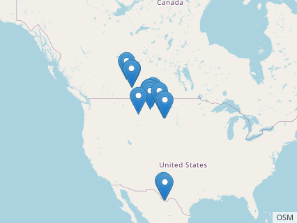 Locations where Chirostenotes fossils were found.