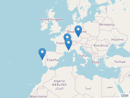 Locations where Compsognathus fossils were found.