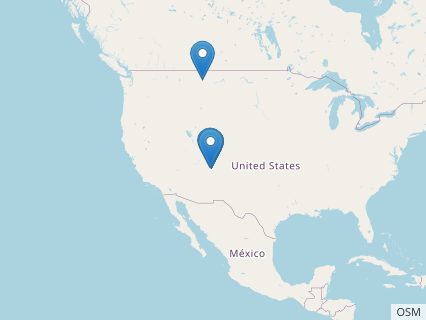 Locations where Deinodon fossils were found.