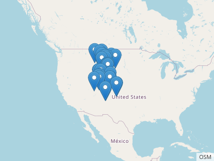 Locations where Diplodocus fossils were found.