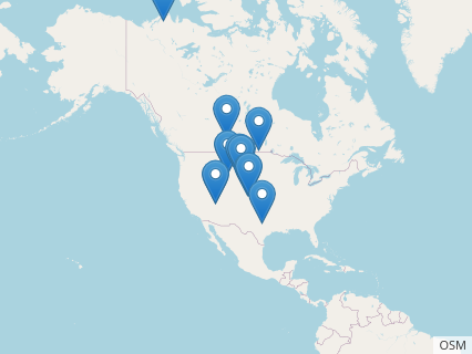 Locations where Dolichorhynchops fossils were found.