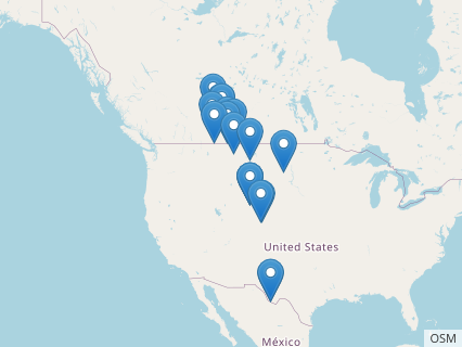 Locations where Edmontonia fossils were found.