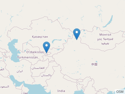 Locations where Jaxartosaurus fossils were found.