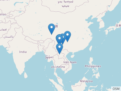 Locations where Lufengosaurus fossils were found.