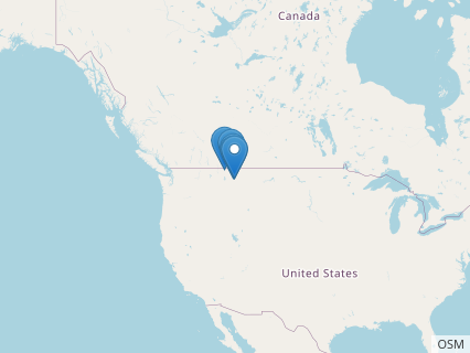 Locations where Maiasaura fossils were found.