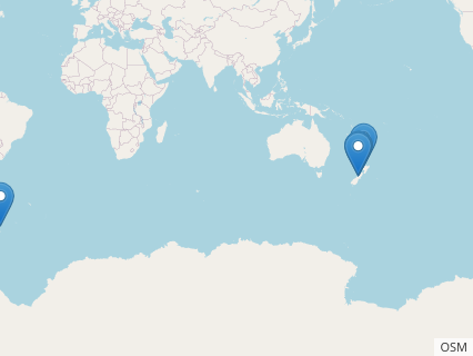 Locations where Mauisaurus fossils were found.