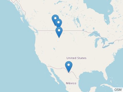 Locations where Panoplosaurus fossils were found.