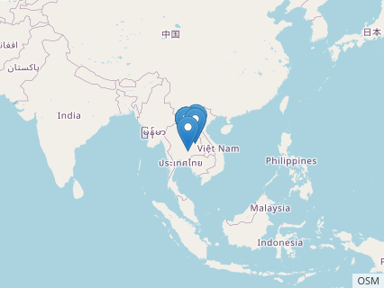 Locations where Phuwiangosaurus fossils were found.