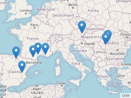 Locations where Struthiosaurus fossils were found.