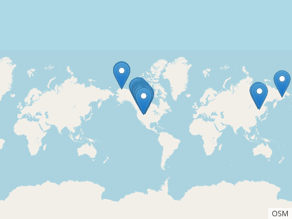 Locations where Troodon fossils were found.